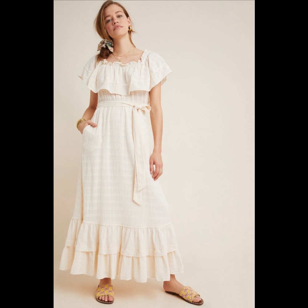 Anthropologie x The Odells Jayda Ruffled Maxi Dress Size L